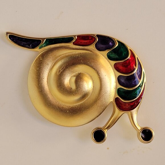 Large Vintage Signed Simon Chang Snail Brooch - Picture 10 of 10